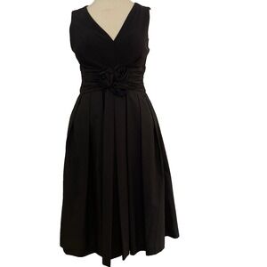 Jessica Howard Dress Size 8 Women Formal Black Rouched Waist Pleats Sleeveless